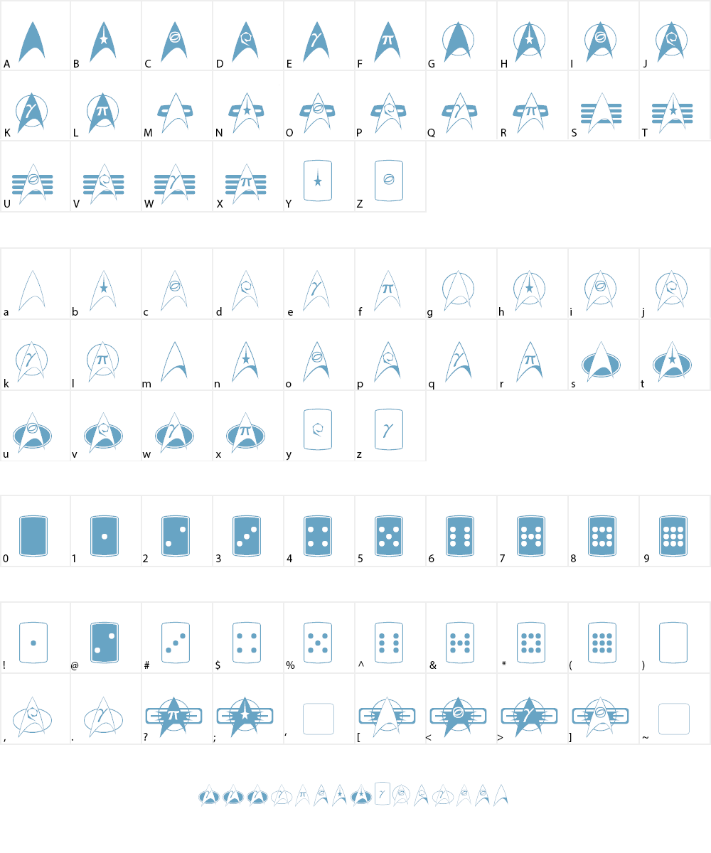 TrekArrowheads Font Character